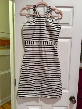 Hunter Bell New York. Cream and Black Striped Dress